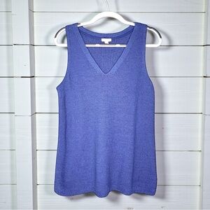 J. JILL Knit Sweater Tank Top Cotton Blend Cornflower Blue V Neck Sleeveless M